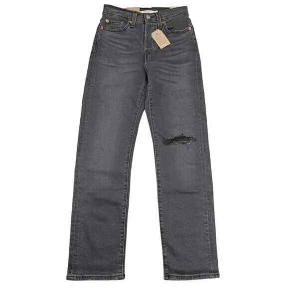 Levi's Women's Wedgie High Rise Straight Leg Jeans with Destruction Size 25 x 28 - Picture 2 of 8